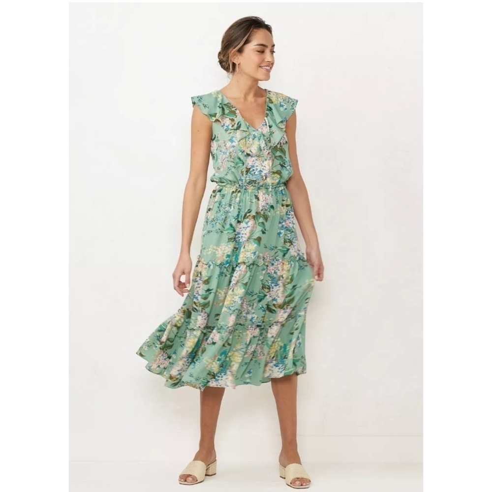 LC Lauren Conrad Mint Green Floral Maxi Dress